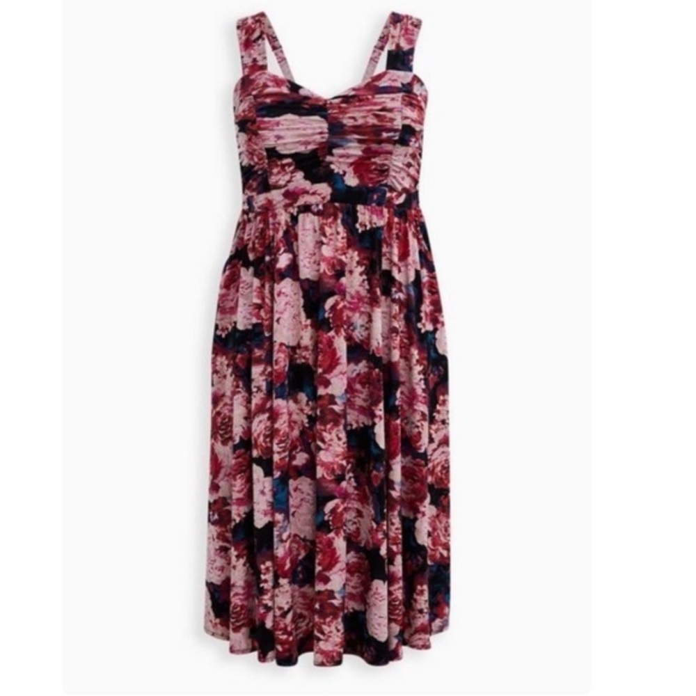TORRID  Black Floral Studio Knit Sweetheart Skater Midi Dress size 0 (12)